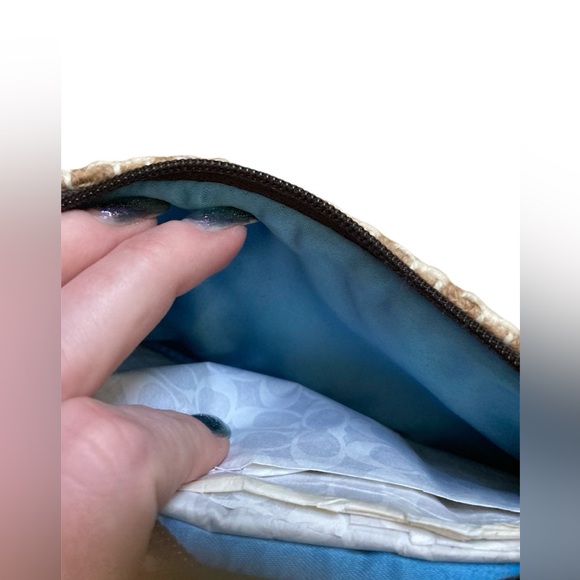 Coach Houndstooth New Wallet Bag Wristlet Brown Cream - Picture 6 of 9